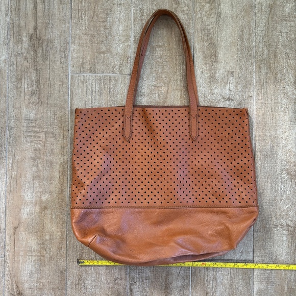 J. Crew Leather Perforated Tote in Cognac - Picture 8 of 9